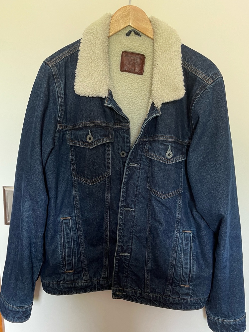 Abercrombie & Fitch Dark Blue Denim Sherpa-Lined Jacket